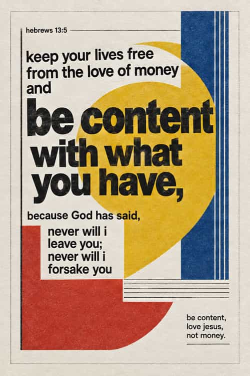 187a be content love jesus not money art
